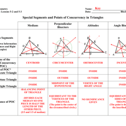 Special segments of a triangle worksheet