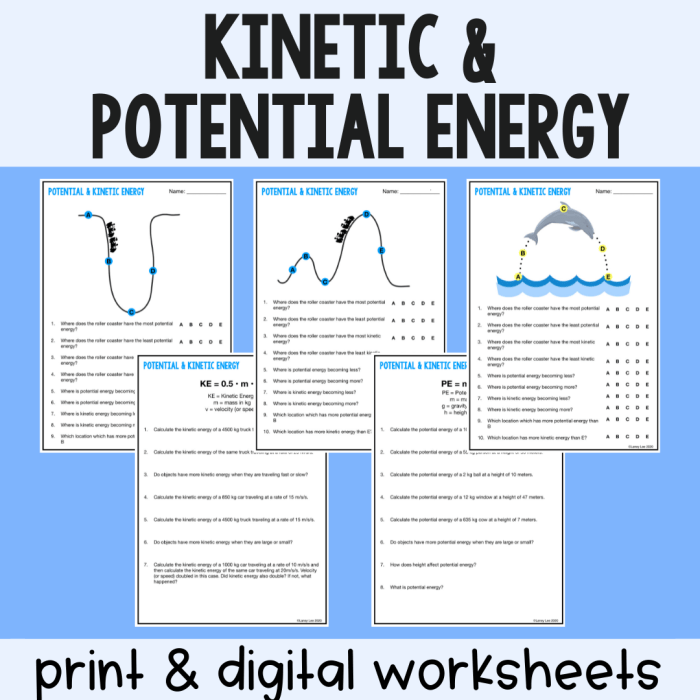 Kinetic energy worksheet with answers