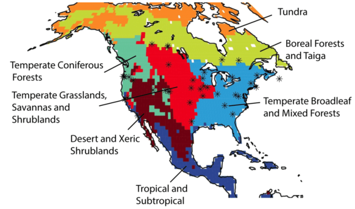 Color the north american biomes answer key