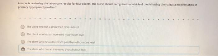 A nurse is collecting data on four clients